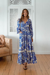 Carmen Maxi Long sleeve -Indigo Bloom