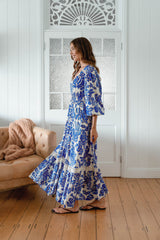 Carmen Maxi Long sleeve -Indigo Bloom