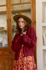 Maroon Cozy Knit Cardigan - Jaase