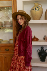 Maroon Cozy Knit Cardigan - Jaase