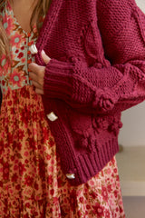 Maroon Cozy Knit Cardigan - Jaase