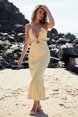 Ethereal Frill Midi Dress- Golden Harvest ~ MOS the label