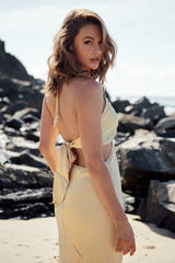 Ethereal Frill Midi Dress- Golden Harvest ~ MOS the label