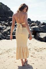 Ethereal Frill Midi Dress- Golden Harvest ~ MOS the label