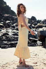 Ethereal Frill Midi Dress- Golden Harvest ~ MOS the label