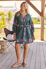 Ophelia Mini Dress-Pine ~ MOS the label