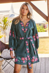 Ophelia Mini Dress-Pine ~ MOS the label