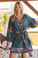 Ophelia Mini Dress-Pine ~ MOS the label