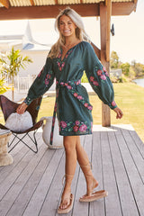 Ophelia Mini Dress-Pine ~ MOS the label