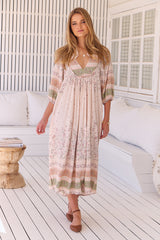 Boheme Midi Dress - Mist Flower