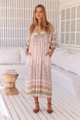 Boheme Midi Dress - Mist Flower