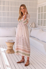 Boheme Midi Dress - Mist Flower