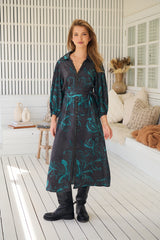 Whitney Midi Dress - Midnight Lilly