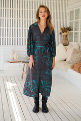 Whitney Midi Dress - Midnight Lilly