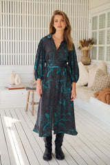 Whitney Midi Dress - Midnight Lilly