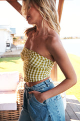 Leilani Gingham Tube Top - Green~ Free People