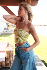 Leilani Gingham Tube Top - Green~ Free People