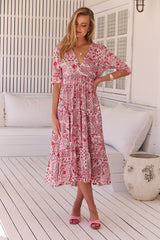 Eve Midi Dress - Ruby Red