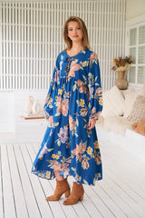 Penny Midi Dress - Georgia Blue
