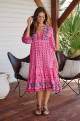 Monday Midi Dress - Raspberry Romance