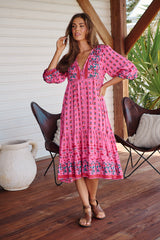 Monday Midi Dress - Raspberry Romance