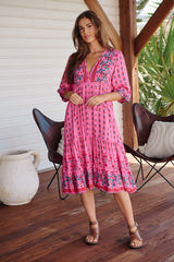 Monday Midi Dress - Raspberry Romance