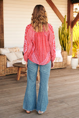 Elena Printed Top- Red - Free People