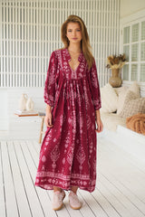 Boheme Midi Dress - Rhubarb Kiva