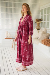 Boheme Midi Dress - Rhubarb Kiva