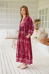 Boheme Midi Dress - Rhubarb Kiva
