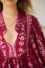 Boheme Midi Dress - Rhubarb Kiva