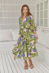Ria Midi Dress -Mystic Matcha