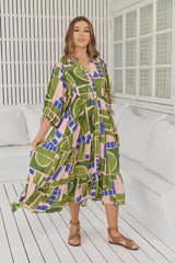 Ria Midi Dress -Mystic Matcha