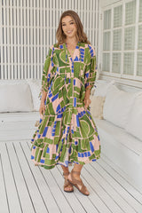 Ria Midi Dress -Mystic Matcha