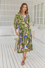 Ria Midi Dress -Mystic Matcha