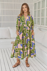 Ria Midi Dress -Mystic Matcha