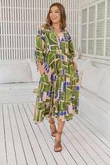 Ria Midi Dress -Mystic Matcha