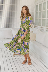 Ria Midi Dress -Mystic Matcha