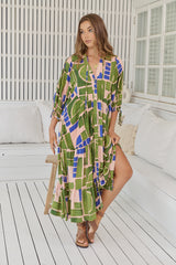 Ria Midi Dress -Mystic Matcha