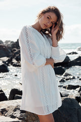 Botanic Fields Mini Dress - Ivory ~ MOS the label