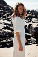 Ethereal Sleeved Midi Dress- Ivory ~ MOS the label
