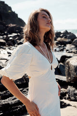 Ethereal Sleeved Midi Dress- Ivory ~ MOS the label