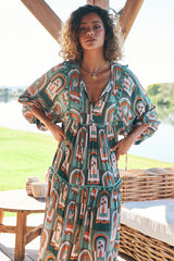 Palace Midi Dress - Emerald Arches