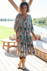 Palace Midi Dress - Emerald Arches