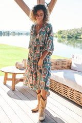 Palace Midi Dress - Emerald Arches