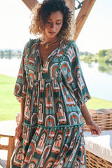 Palace Midi Dress - Emerald Arches