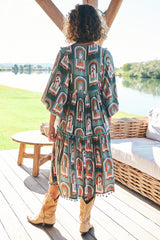 Palace Midi Dress - Emerald Arches