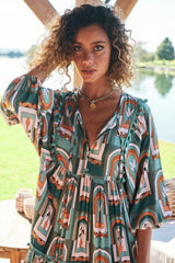 Palace Midi Dress - Emerald Arches