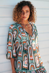 Palace Midi Dress - Emerald Arches