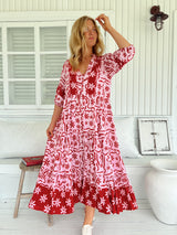 Mila Midi Dress - Strawberry Spritz